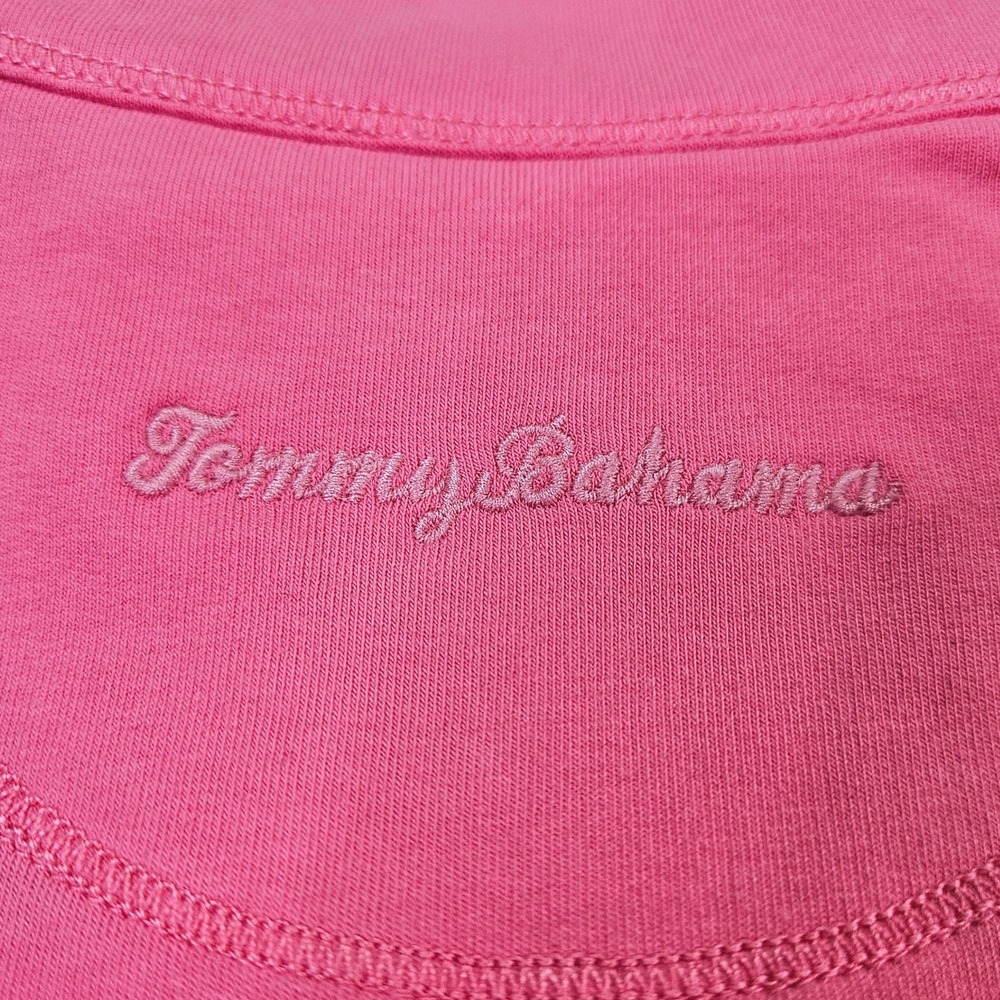Tommy Bahama Pink Floral Embroidered Quarter Zip Pullover Top Size M Vibrant - Picture 7 of 8